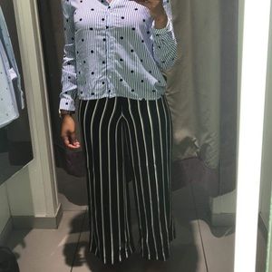 H&M Wide-Leg Striped Pants